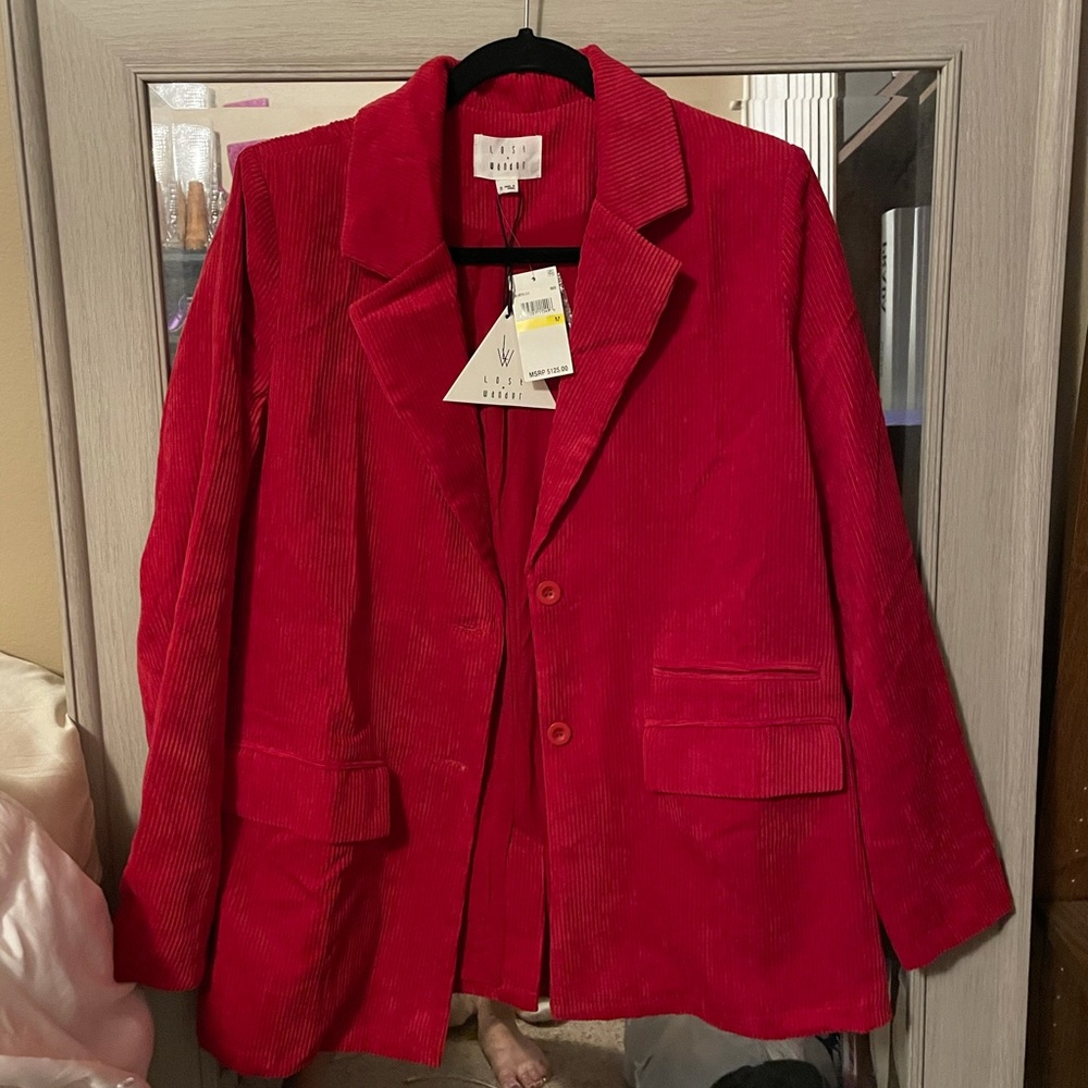 Lost + Wander Red Corduroy Blazer NWT